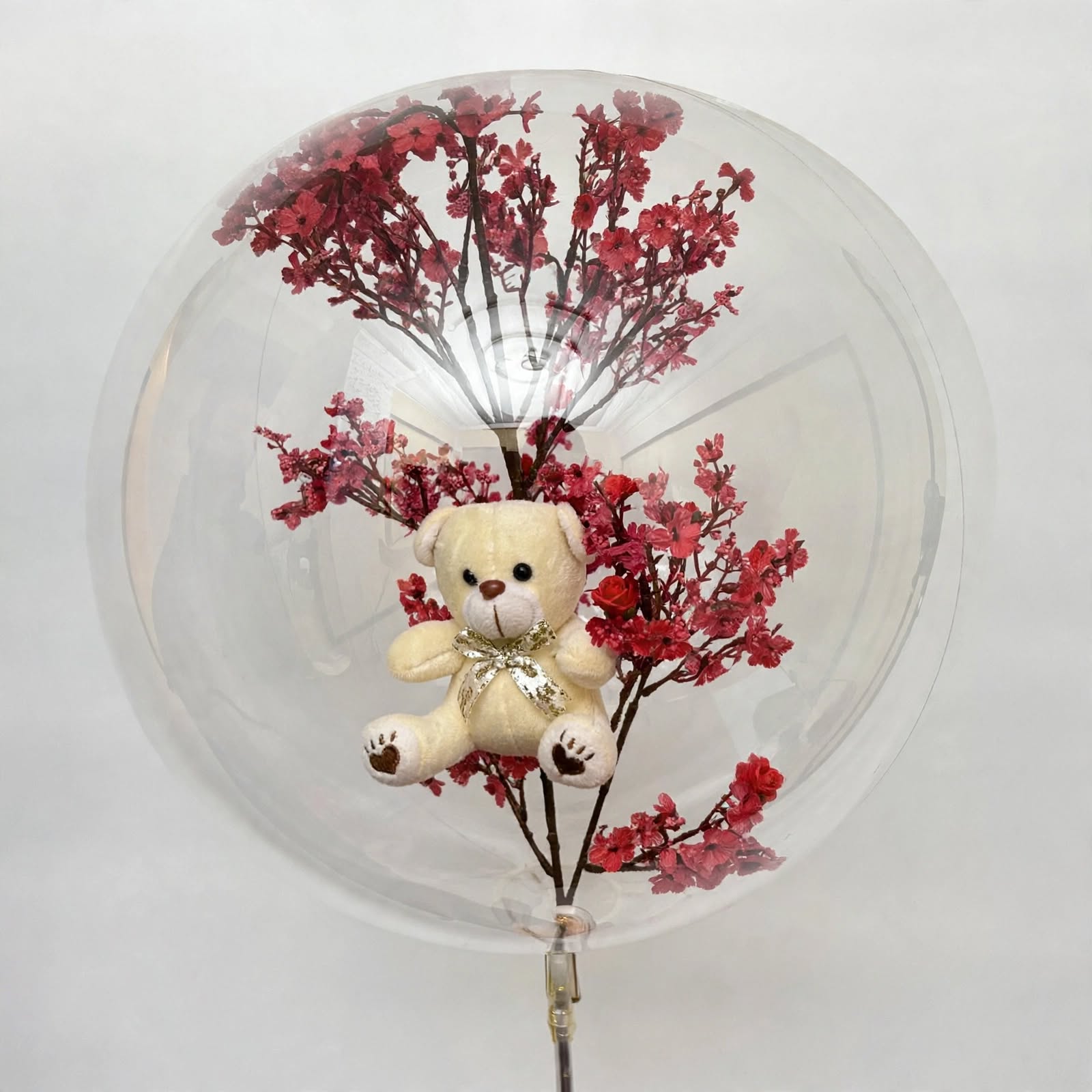 Teddy Balloon Red Flowers
