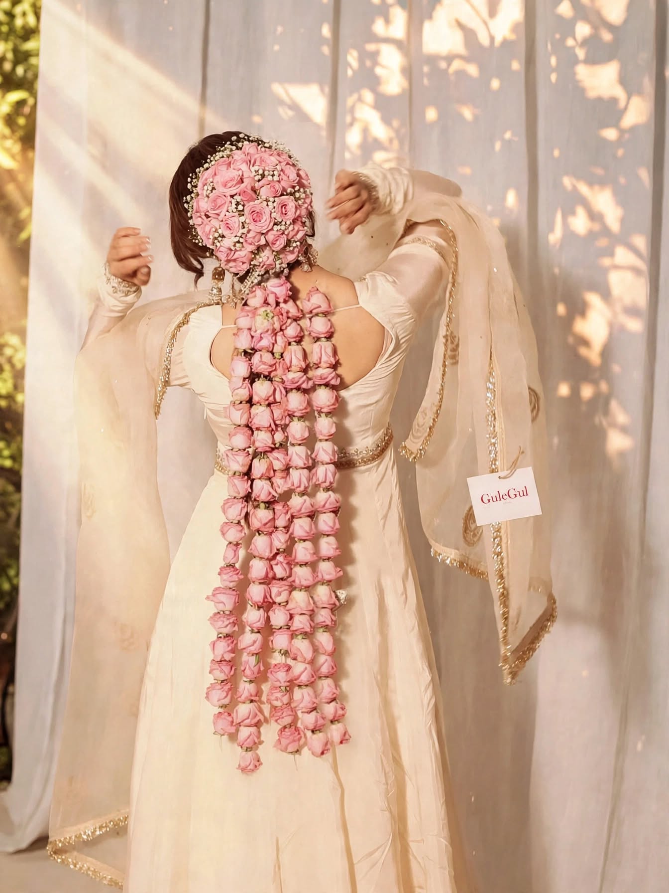 Pink Rose Hair Gajra — GuleGul Flowers