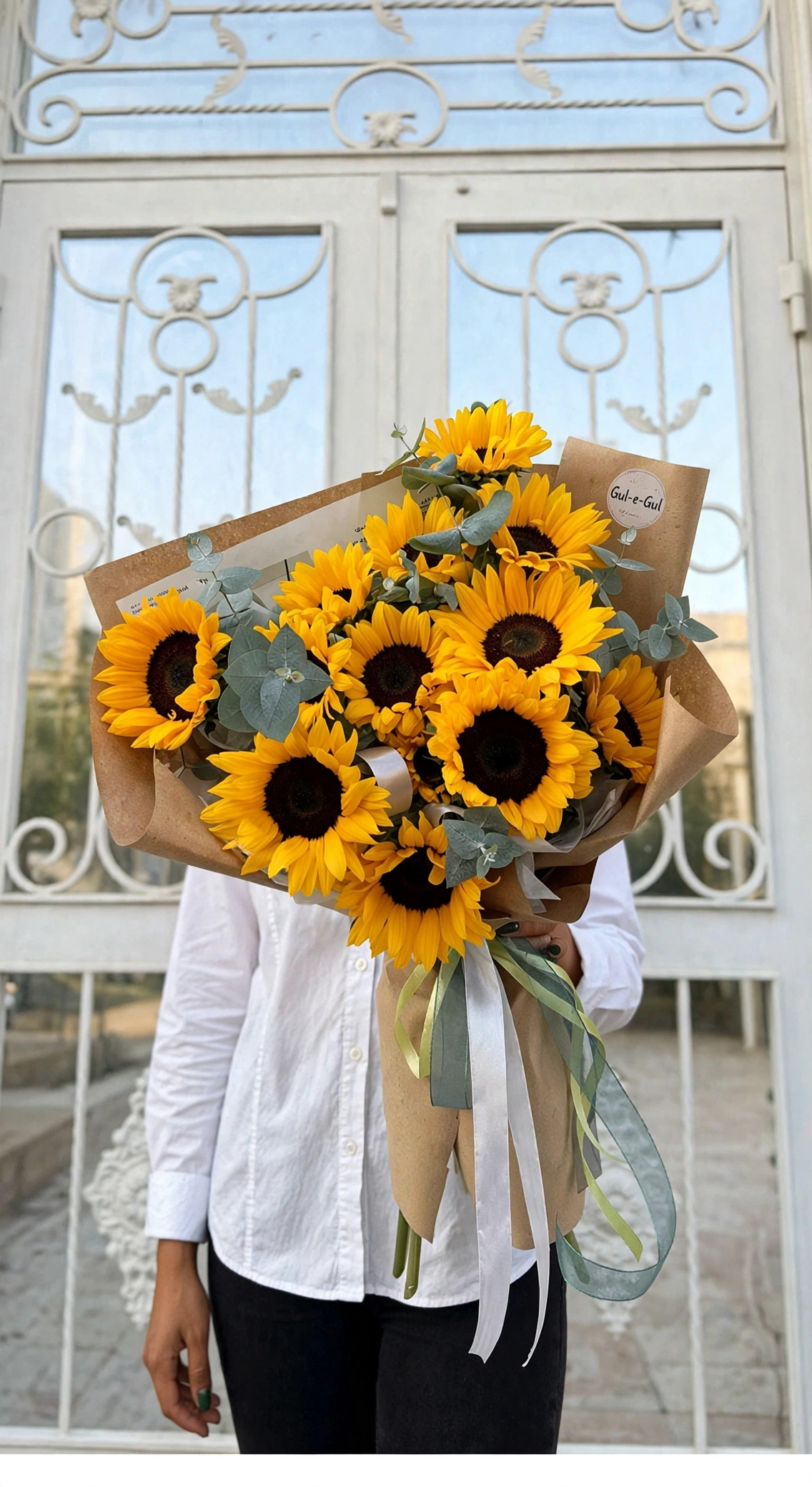 Sunflower Bouquet with Eucalyptus — GuleGul Flowers