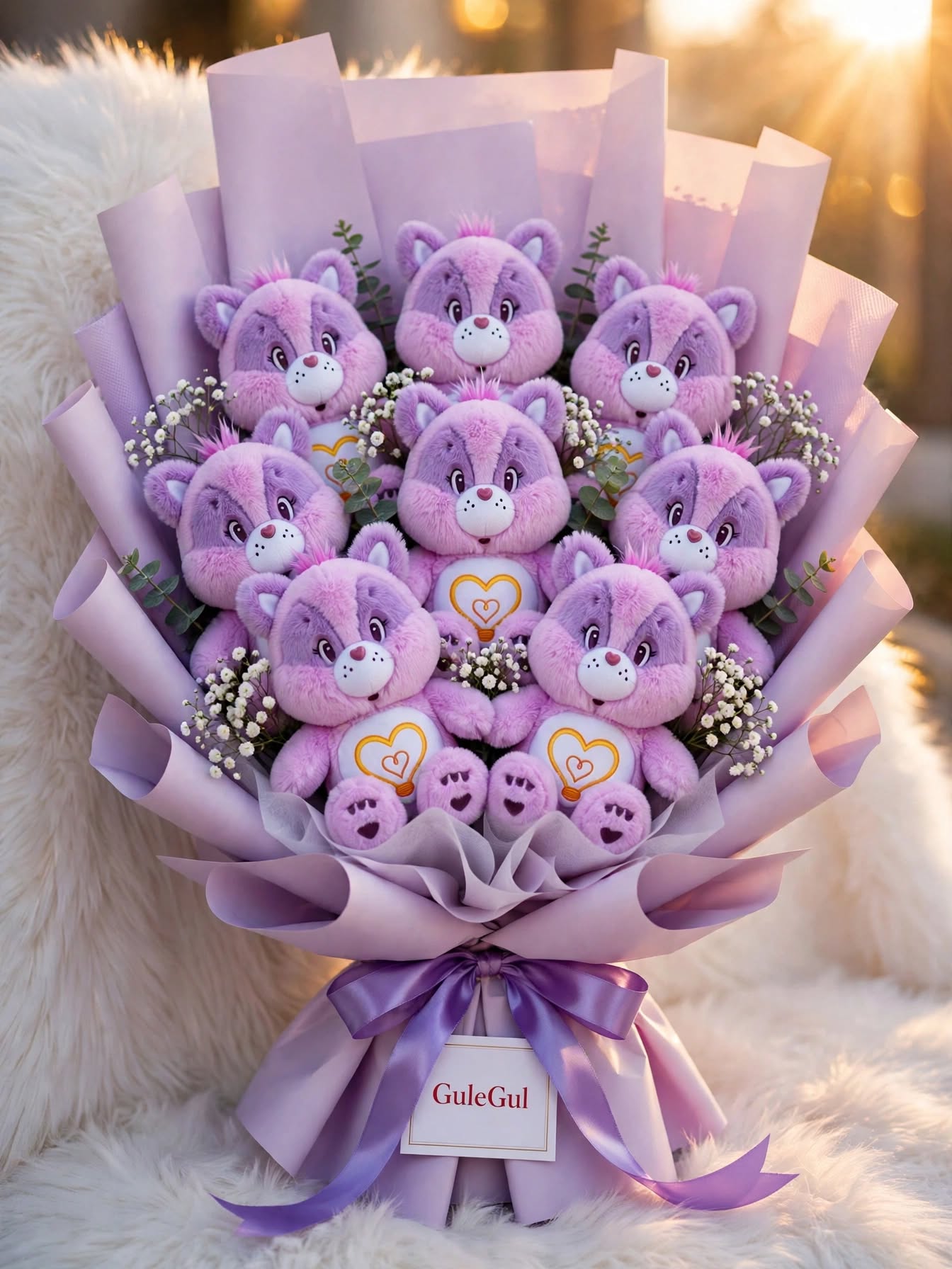 Teddy Bear Bouquet Purple — GuleGul Flowers