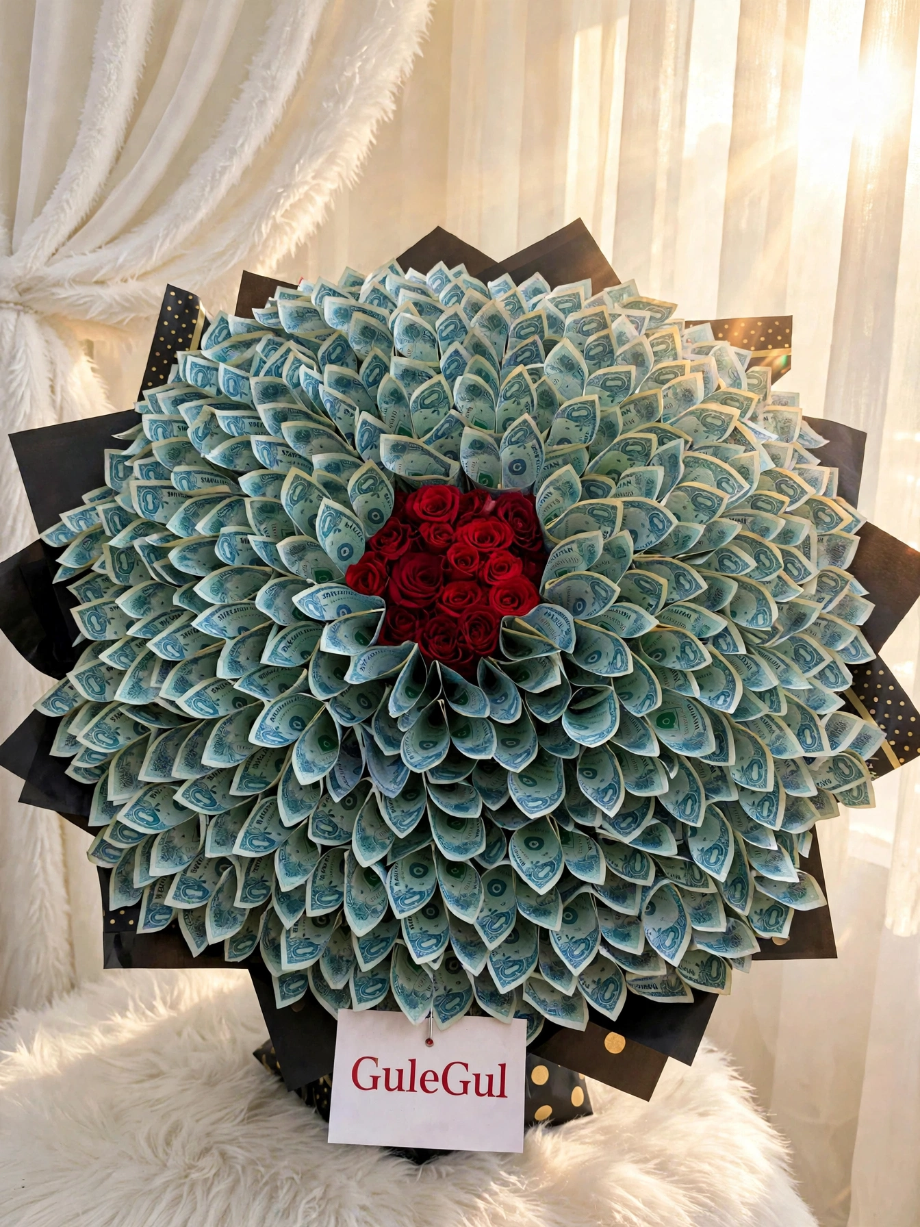 Money Bouquet with Dahlia Design — GuleGul Flowers