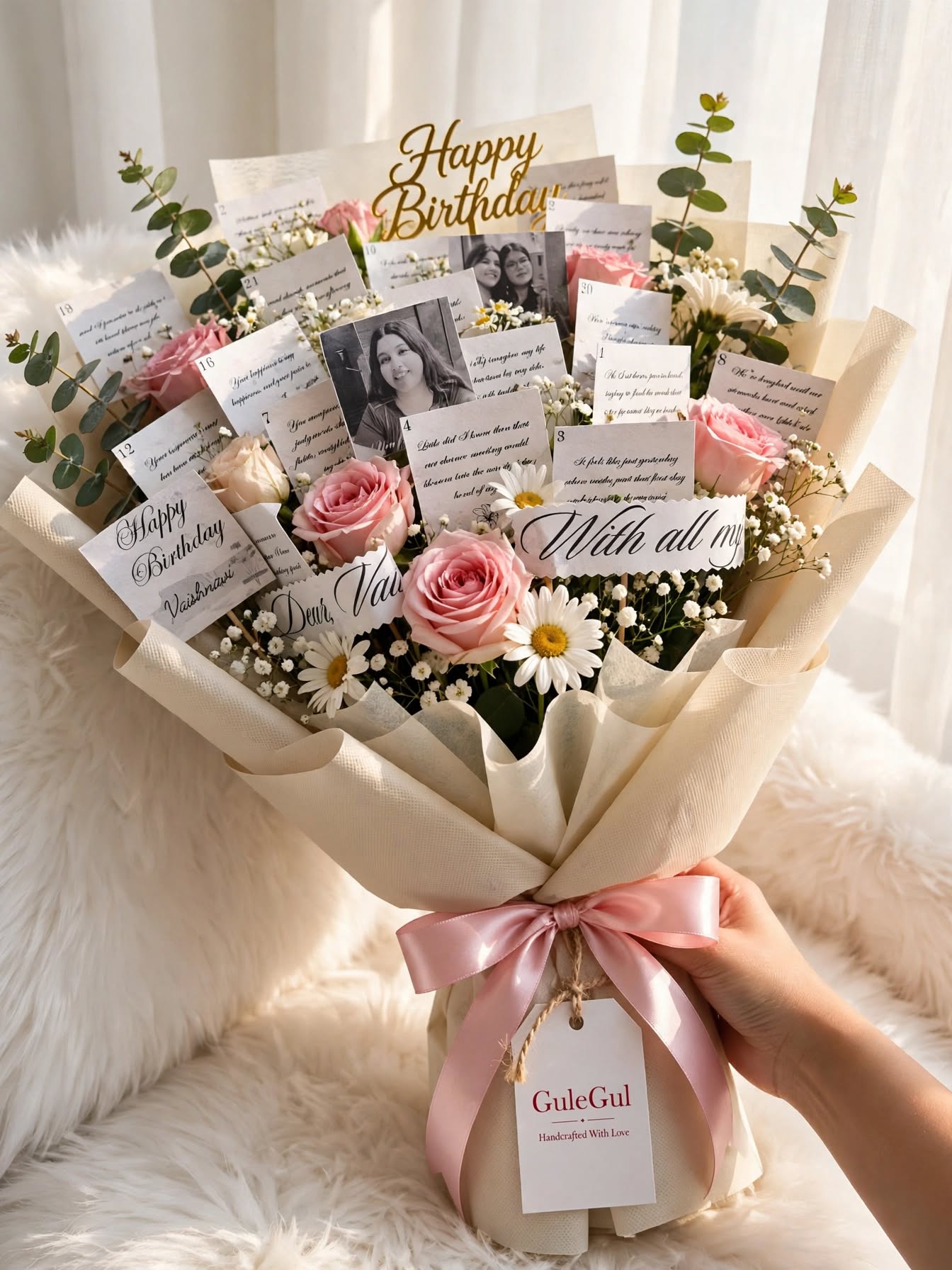 Photo Bouquet with Pink Rose — GuleGul Flowers