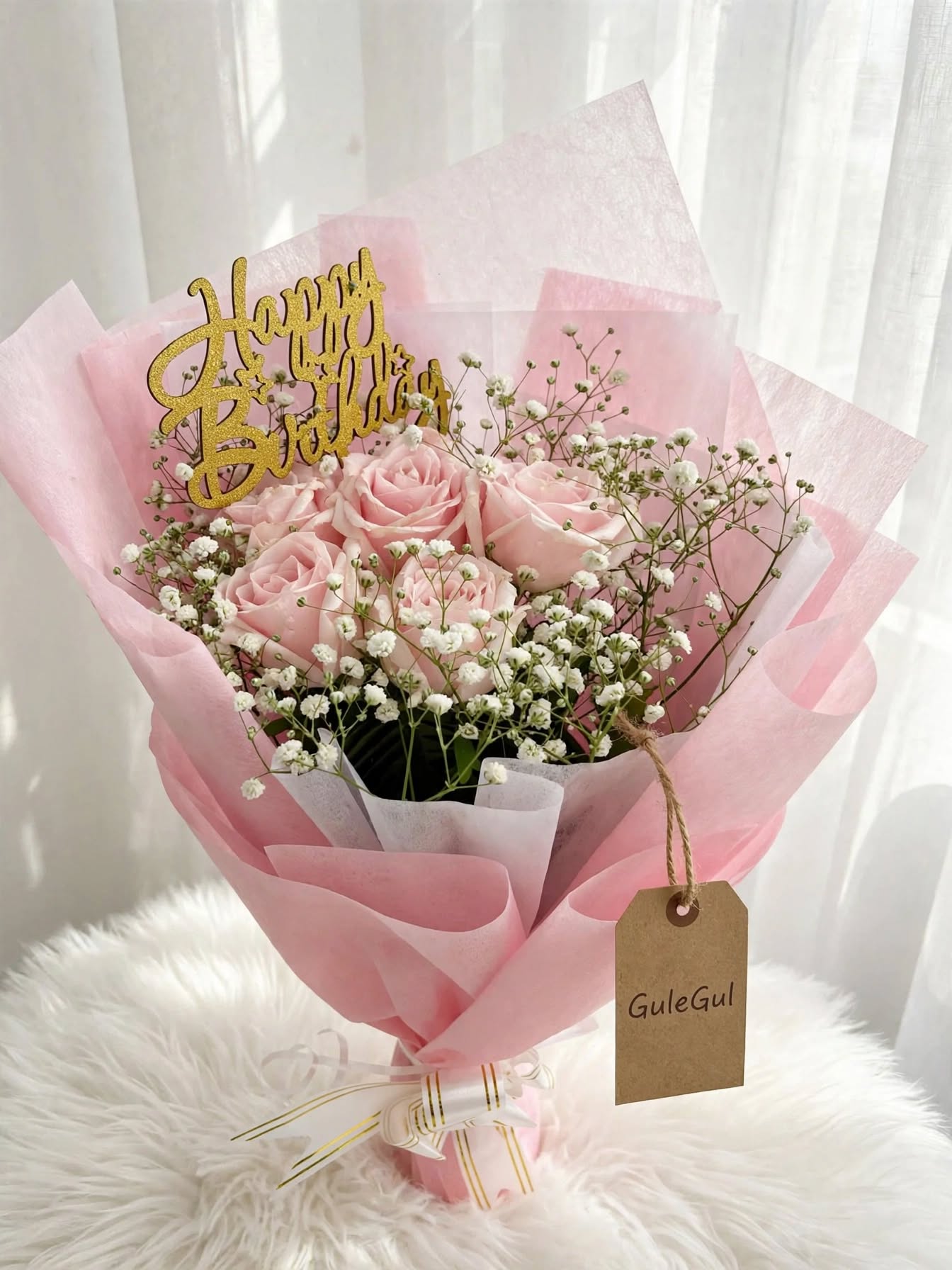 Birthday Bouquet with Pink Rose — GuleGul Flowers