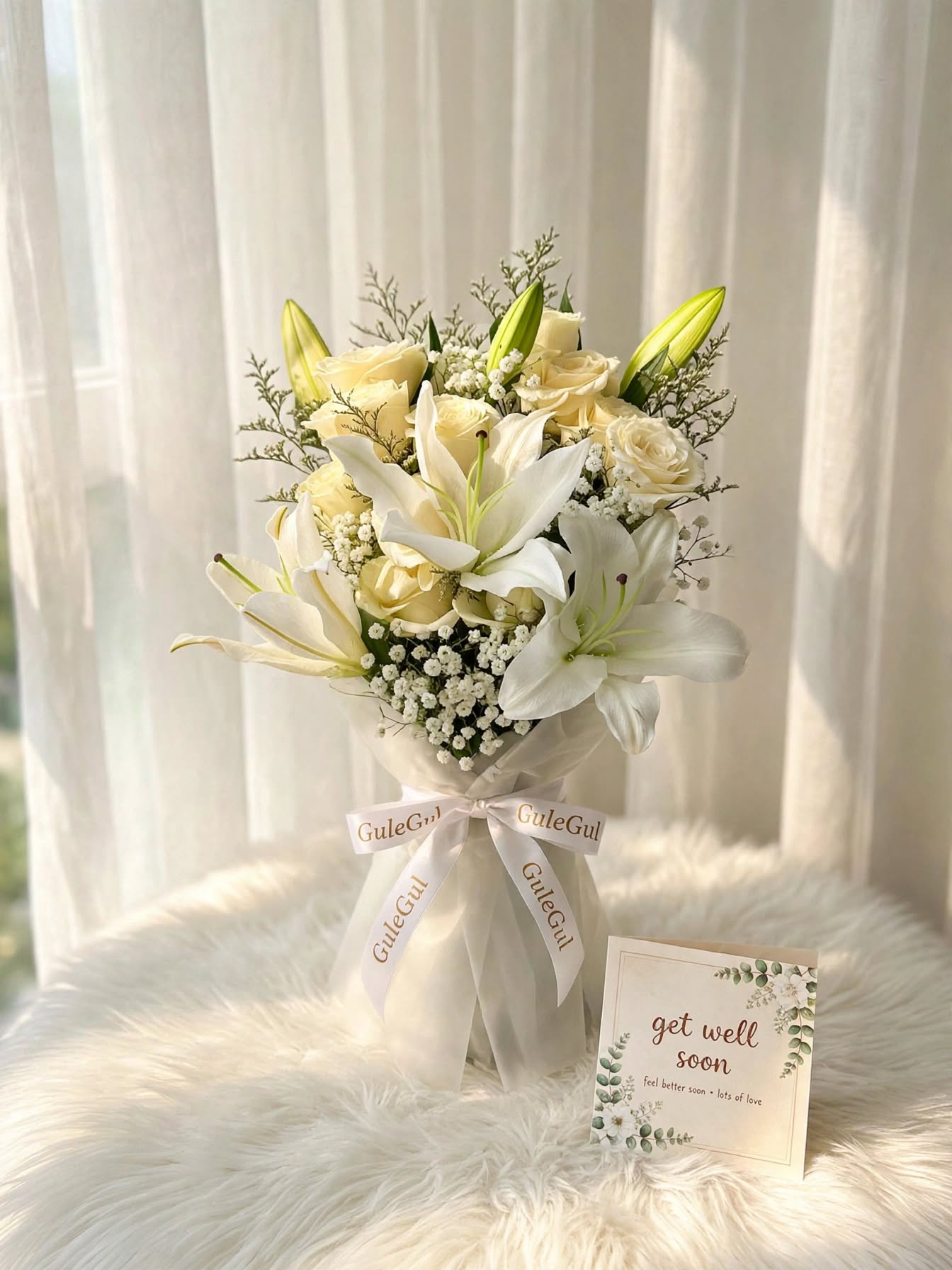Get Well Soon Bouquet with White Lily — GuleGul Flowers