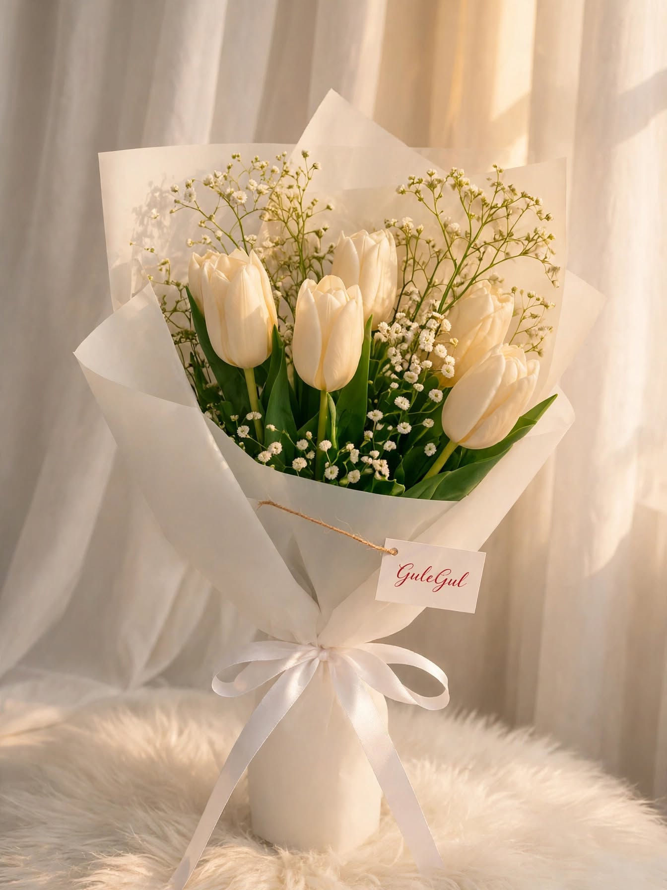 Get Well Soon Bouquet with White Tulip — GuleGul Flowers